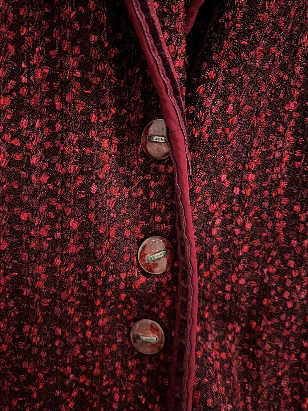 St. John Burgundy Santana Knit Two-Piece Skirt Suit - Picture 3 of 7